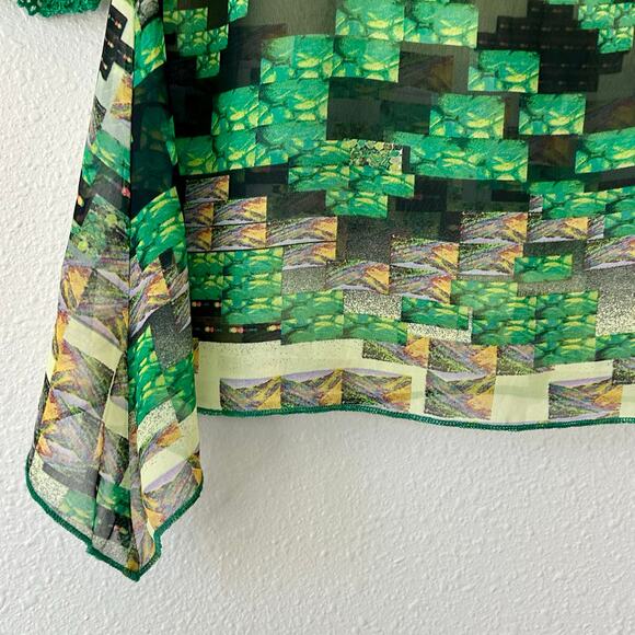 Vintage Adore asymmetric sheer layered unique 90s Y2K crochet 3/4 sleeve artsy S - Picture 5 of 13